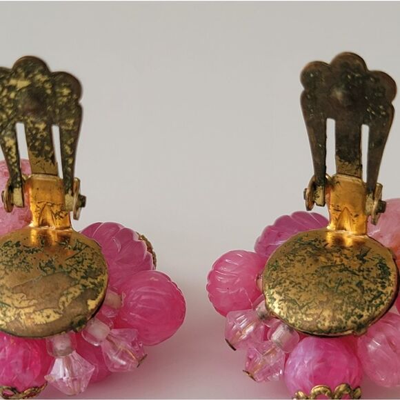 Earrings Vintage West Germany Bauble Pink Clip On Earrings #0117 - Picture 7 of 8